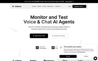 Screenshot of Cekura webpage