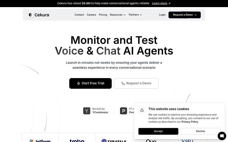 Screenshot of Cekura webpage