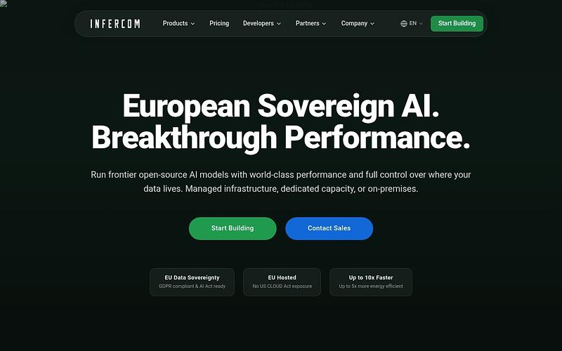 Screenshot of Infercom webpage