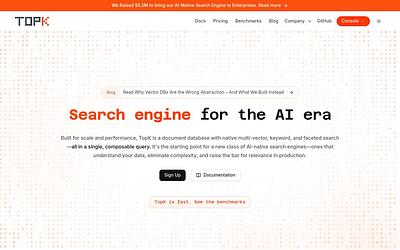 Screenshot of TopK webpage