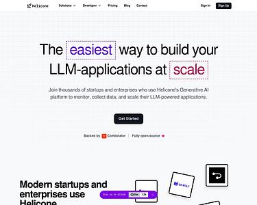 Screenshot of Helicone webpage