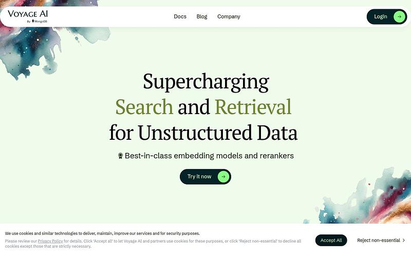 Screenshot of Voyage AI webpage