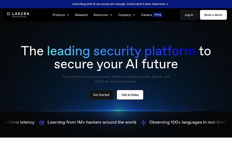 Screenshot of Lakera webpage