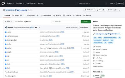 Screenshot of pgvecto.rs webpage