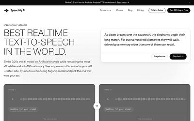 Screenshot of SpeechifyAI webpage