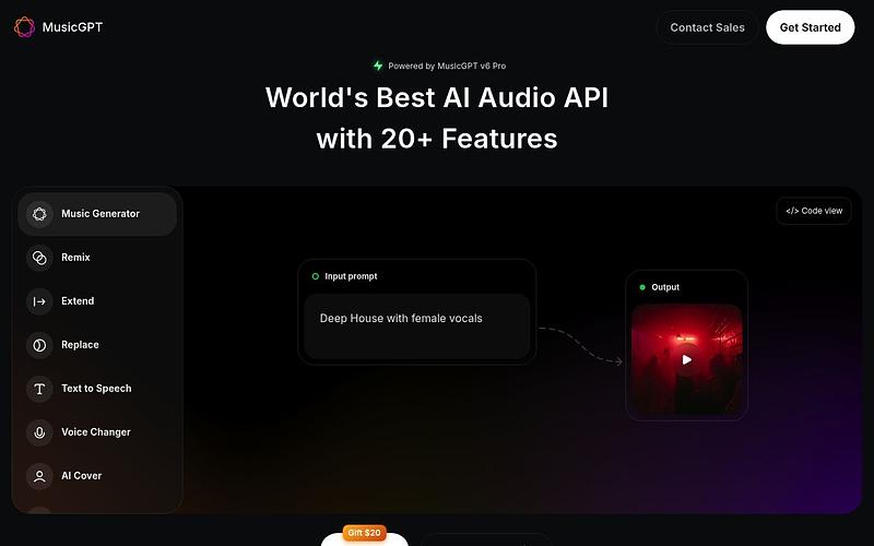 Screenshot of MusicGPT webpage