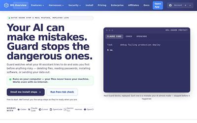 Screenshot of HOL Guard webpage