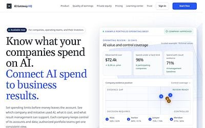 Screenshot of AI Gateway HQ webpage
