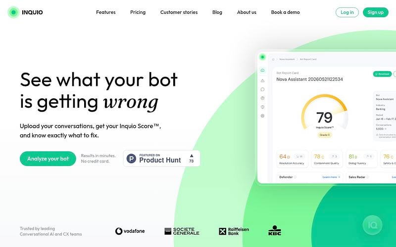 Screenshot of Inquio webpage