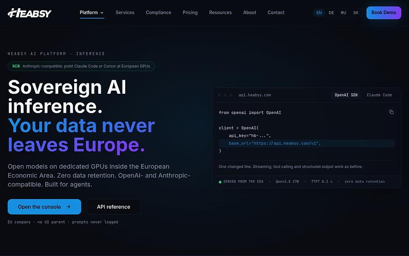 Screenshot of Heabsy webpage