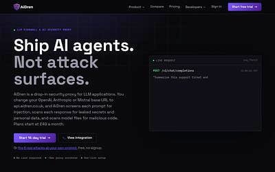 Screenshot of AiDren webpage