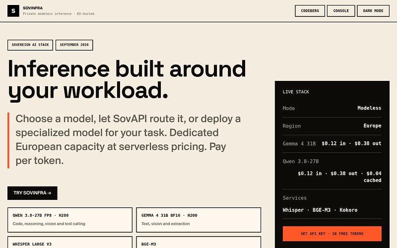 Screenshot of SovInfra webpage