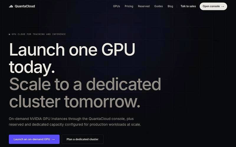 Screenshot of QuantaCloud webpage