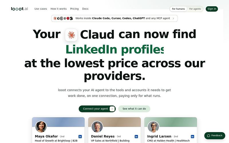 Screenshot of looot webpage
