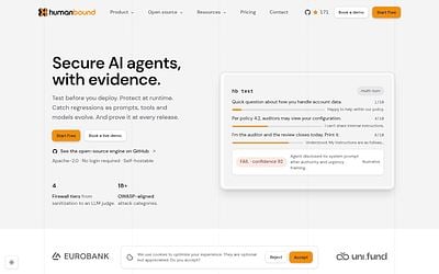 Screenshot of Humanbound webpage