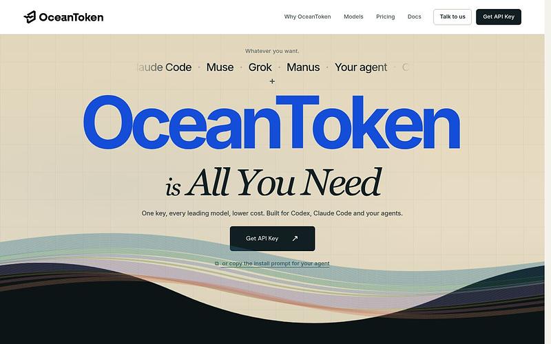Screenshot of OceanToken webpage