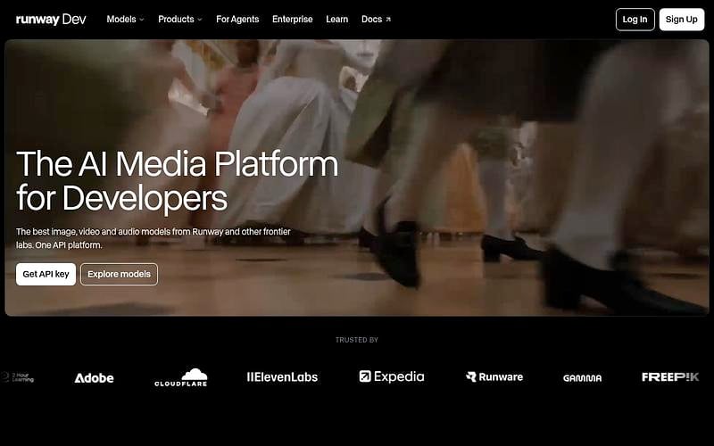 Screenshot of Runway webpage