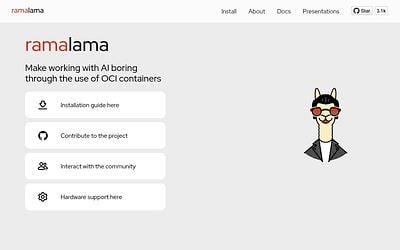 Screenshot of RamaLama webpage