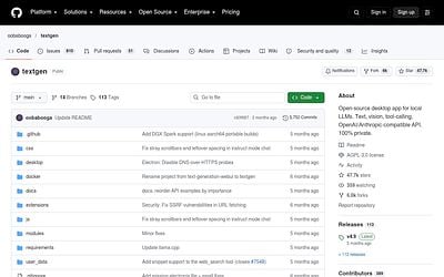 Screenshot of TextGen webpage