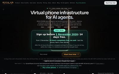 Screenshot of ERIUS PHONE webpage