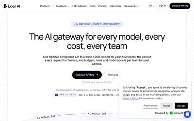 Screenshot of Eden AI webpage