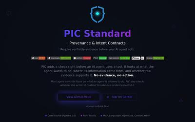 Screenshot of PIC Standard webpage