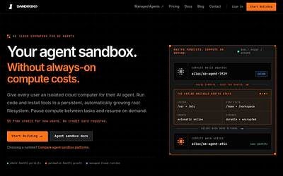 Screenshot of Sandbox0 webpage