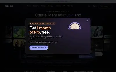 Screenshot of Sonilo webpage
