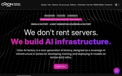Screenshot of Orion AI Factory webpage