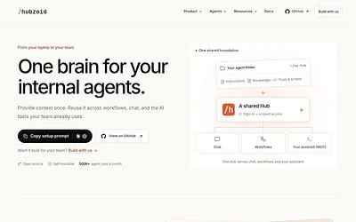 Screenshot of Hubzoid webpage
