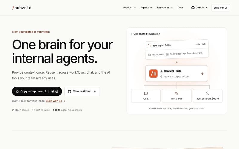 Screenshot of Hubzoid webpage