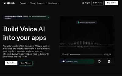 Screenshot of Deepgram webpage