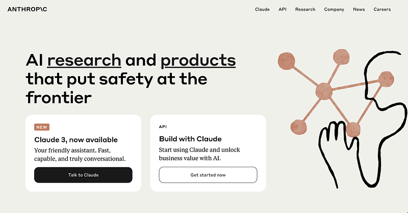 Screenshot of Anthropic Claude webpage