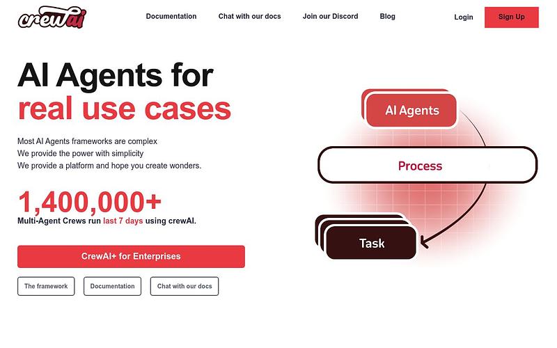 Screenshot of CrewAI webpage