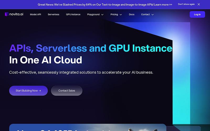 Screenshot of Novita AI webpage