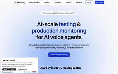 Screenshot of Hamming AI webpage