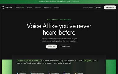 Screenshot of Cartesia webpage