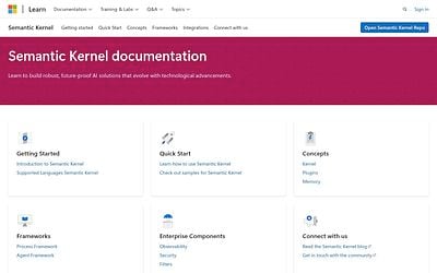 Screenshot of Semantic Kernel webpage