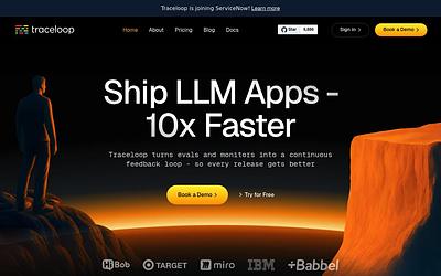 Screenshot of Traceloop webpage