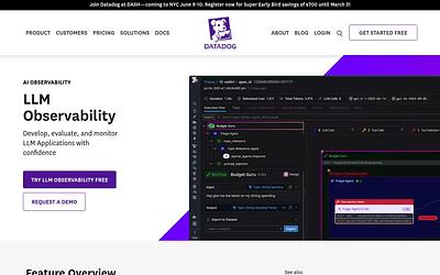 Screenshot of Datadog LLM Observability webpage